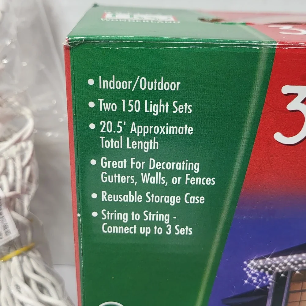 Holiday Wonderland 150 Icicle Light Set Clear White Wire Indoor Outdoor 523084*